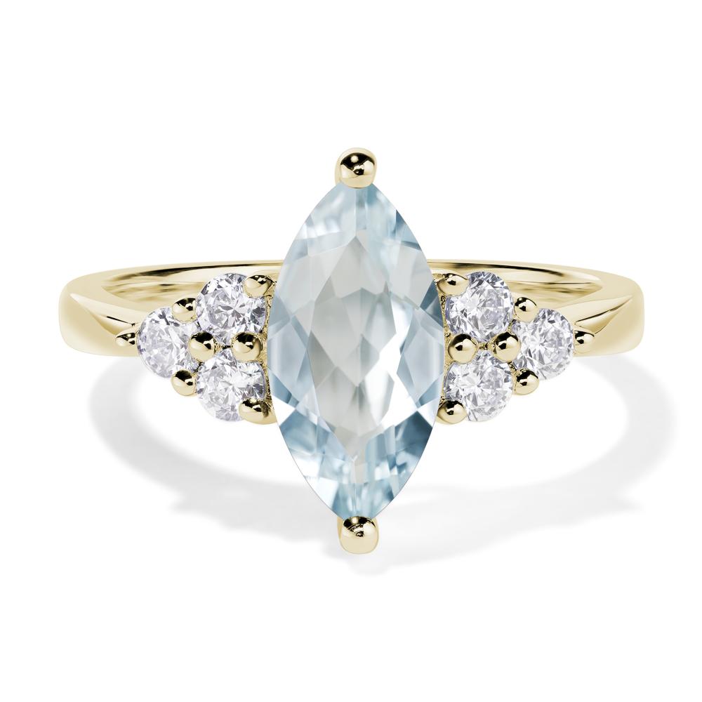 Large Marquise Cut Aquamarine Ring - LUO Jewelry #metal_14k yellow gold