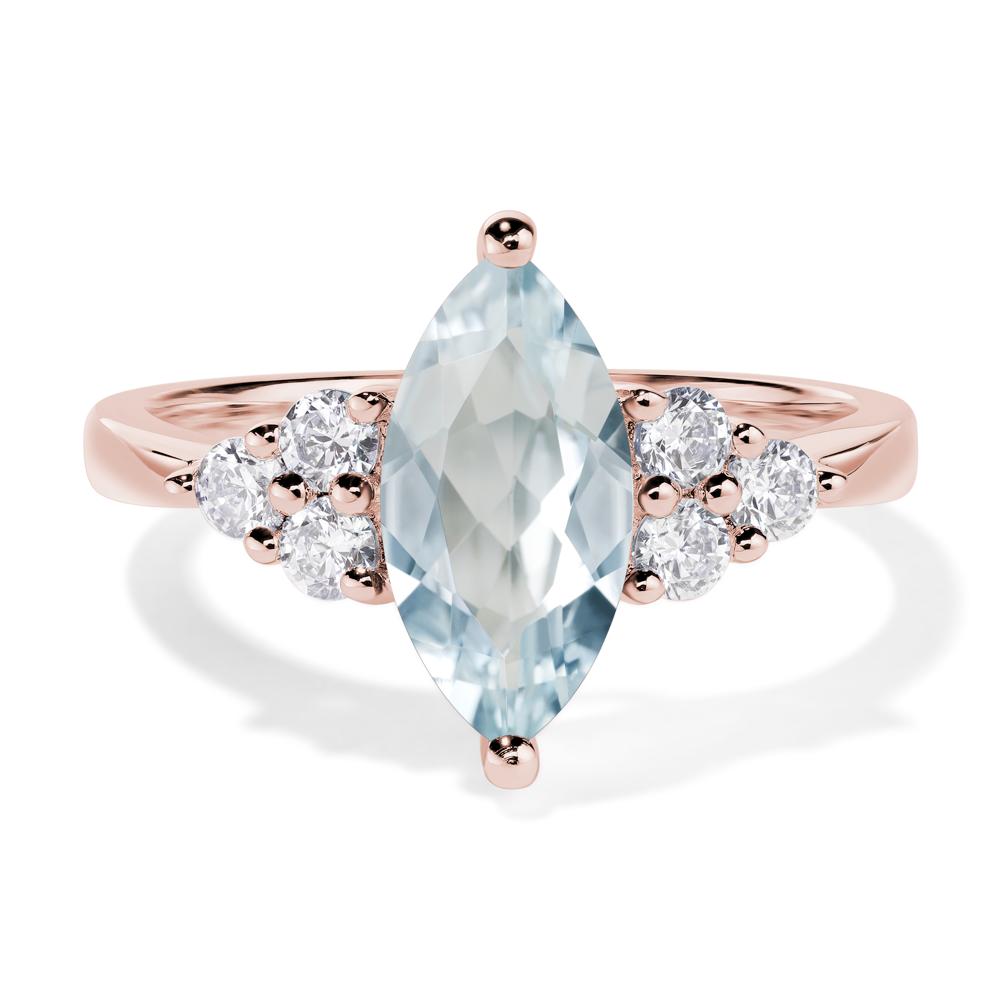 Large Marquise Cut Aquamarine Ring - LUO Jewelry #metal_18k rose gold