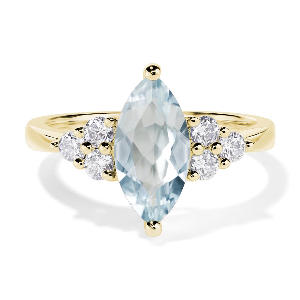 Large Marquise Cut Aquamarine Ring - LUO Jewelry #metal_18k yellow gold
