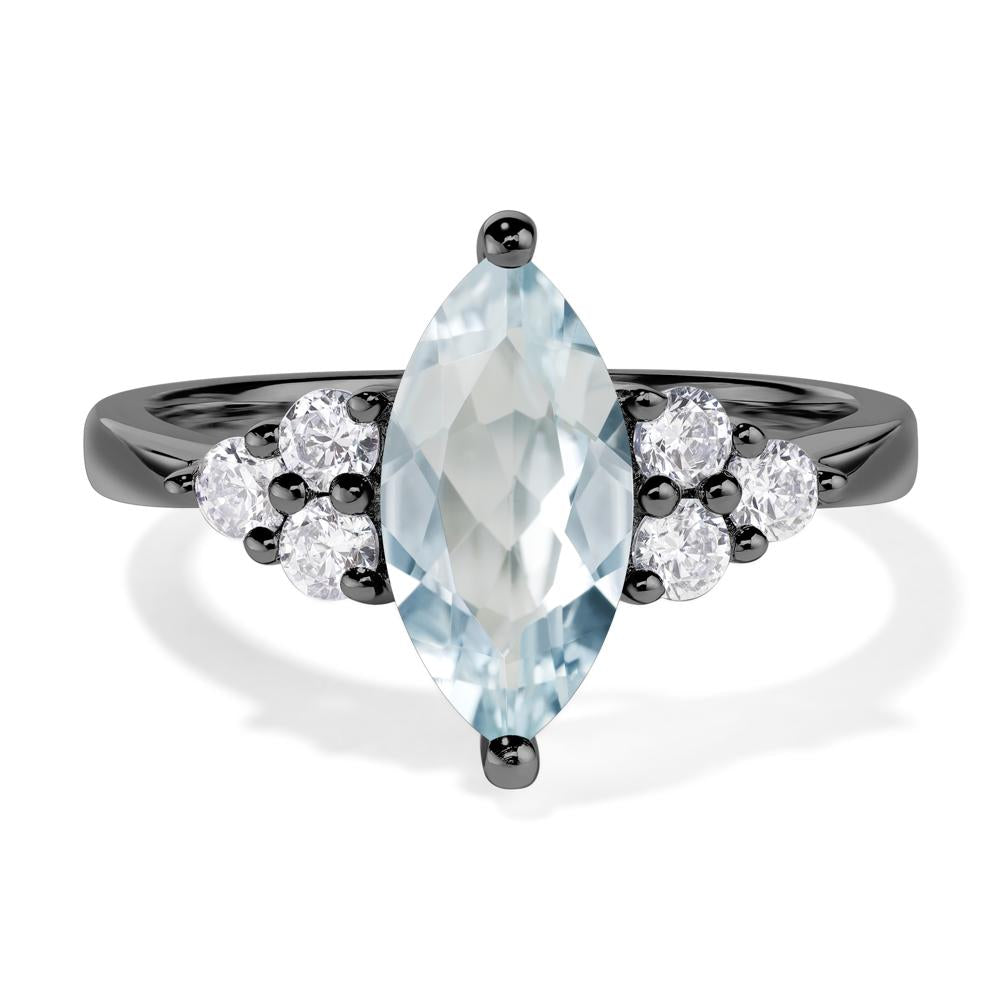 Large Marquise Cut Aquamarine Ring - LUO Jewelry #metal_black finish sterling silver