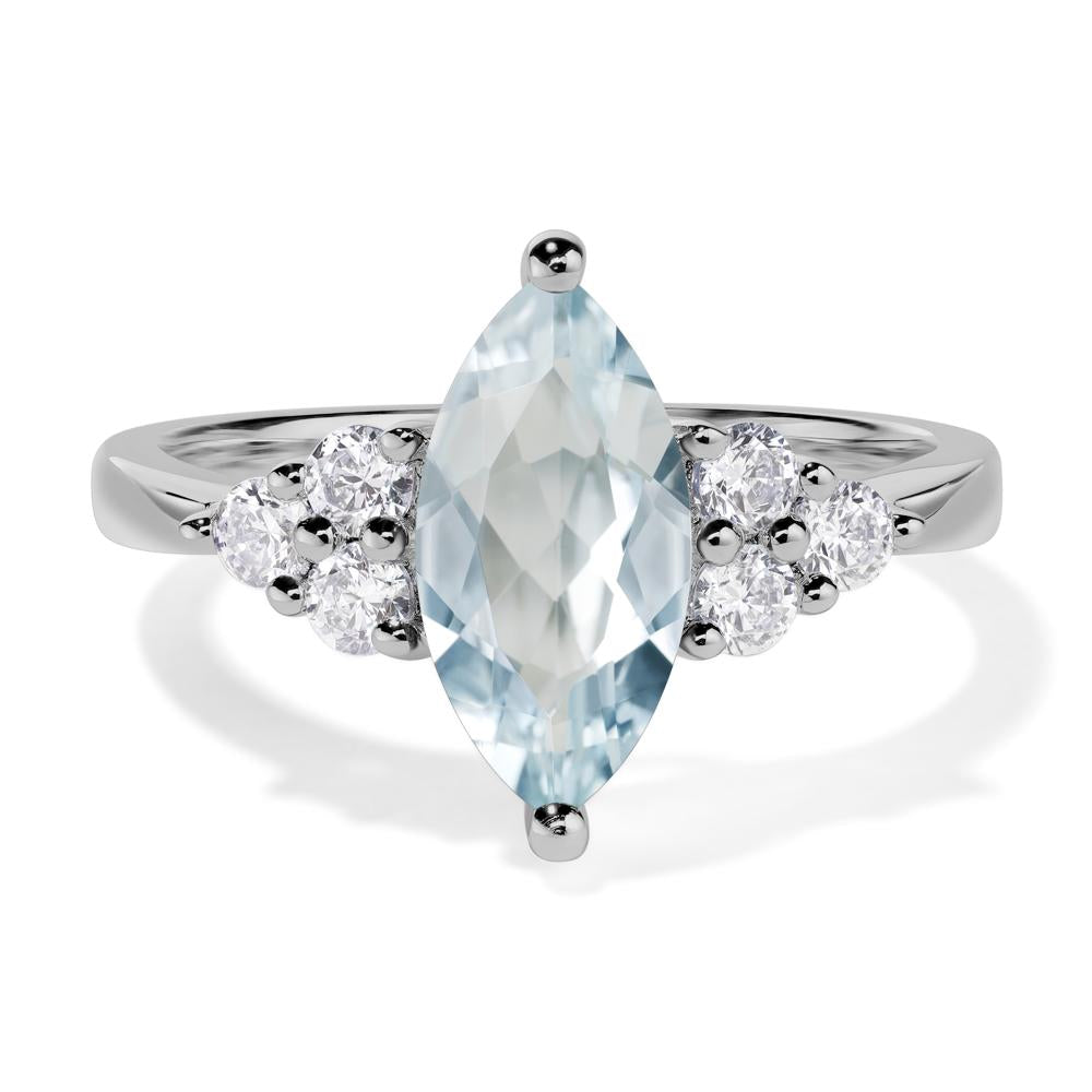 Large Marquise Cut Aquamarine Ring - LUO Jewelry #metal_platinum
