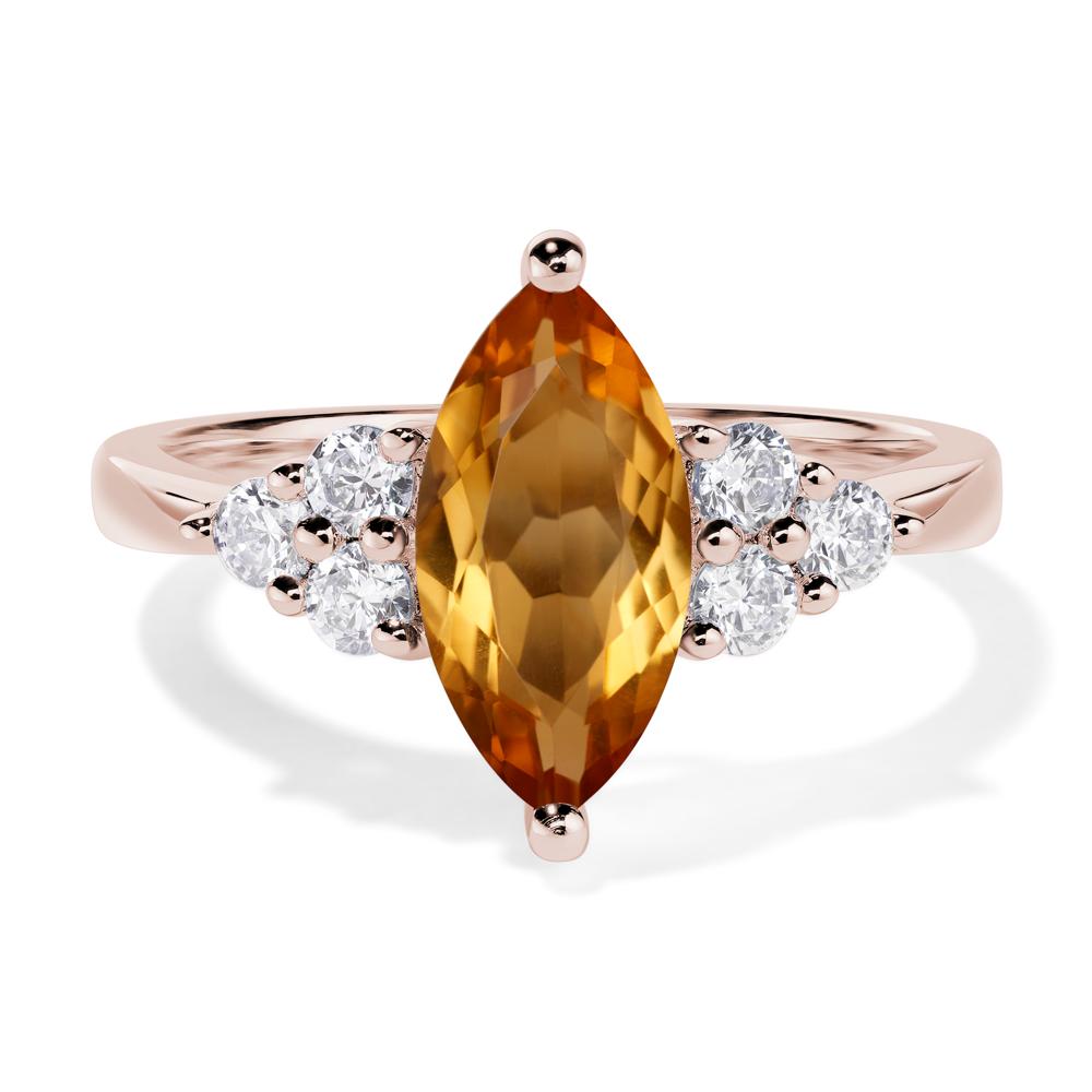 Large Marquise Cut Citrine Ring - LUO Jewelry #metal_14k rose gold