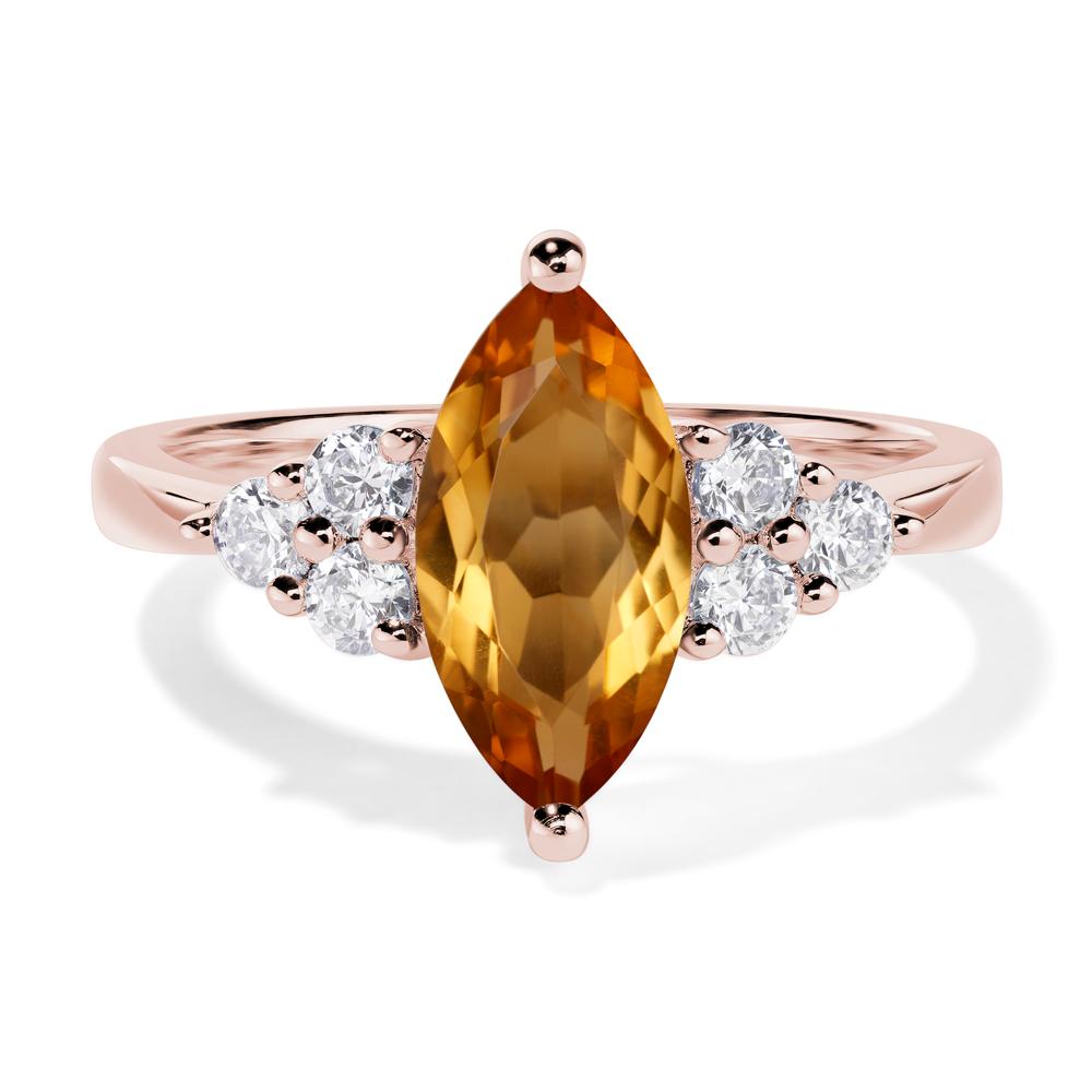 Large Marquise Cut Citrine Ring - LUO Jewelry #metal_18k rose gold