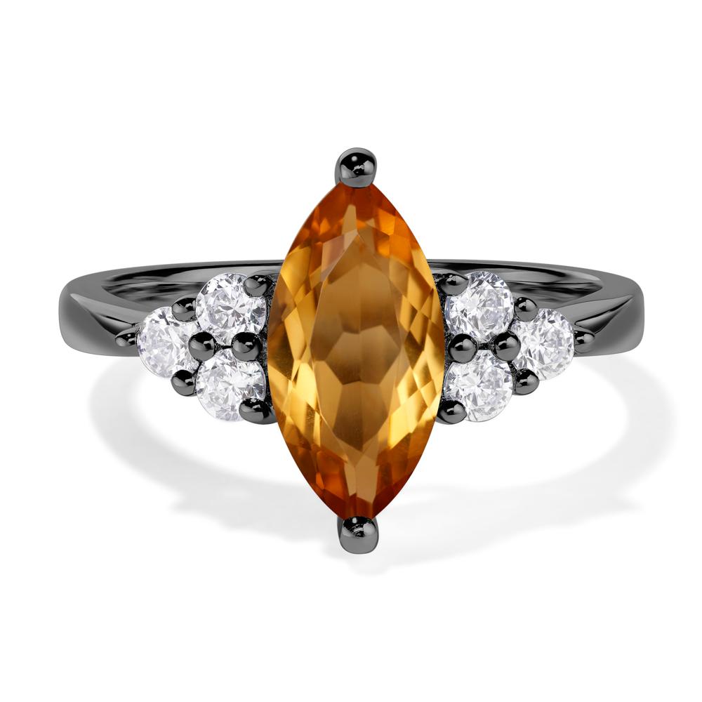 Large Marquise Cut Citrine Ring - LUO Jewelry #metal_black finish sterling silver