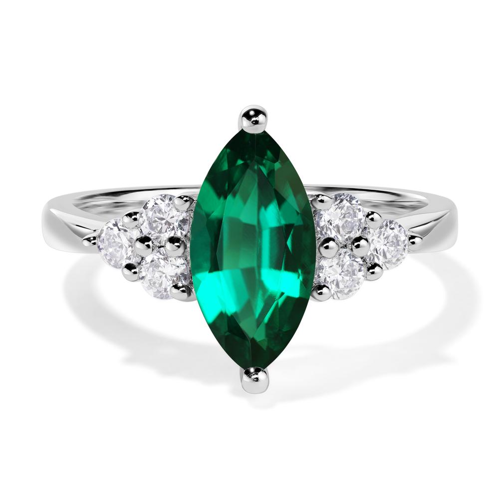 Large Marquise Cut Lab Grown Emerald Ring - LUO Jewelry #metal_14k white gold