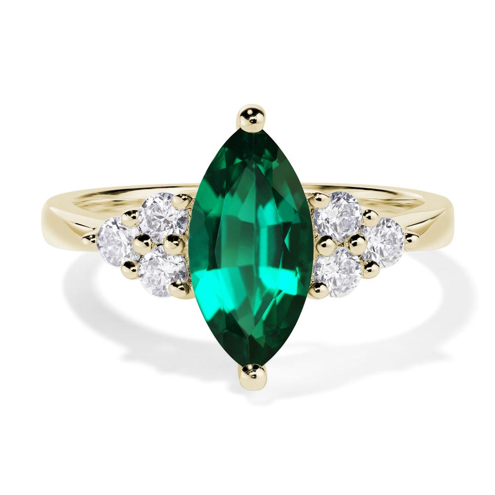 Large Marquise Cut Lab Grown Emerald Ring - LUO Jewelry #metal_14k yellow gold
