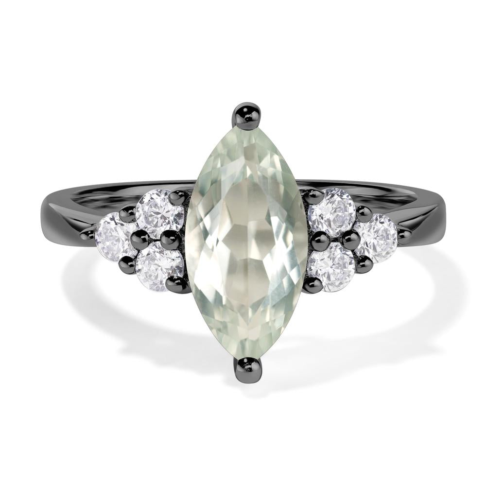 Large Marquise Cut Green Amethyst Ring - LUO Jewelry #metal_black finish sterling silver
