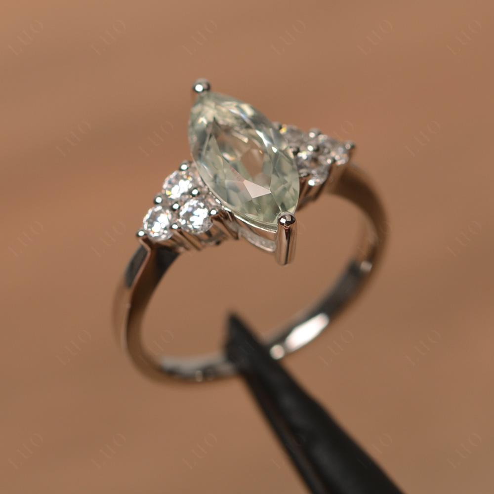 Large Marquise Cut Green Amethyst Ring - LUO Jewelry