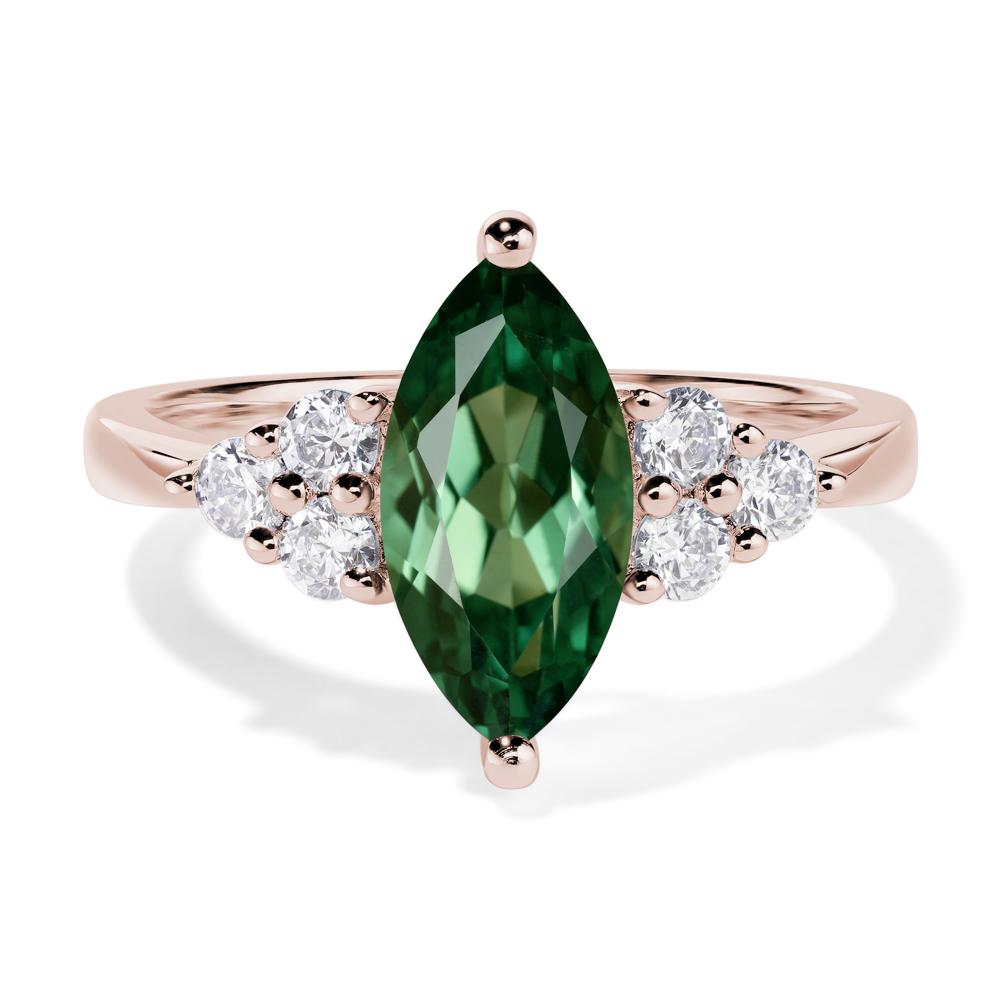 Large Marquise Cut Lab Created Green Sapphire Ring - LUO Jewelry #metal_14k rose gold