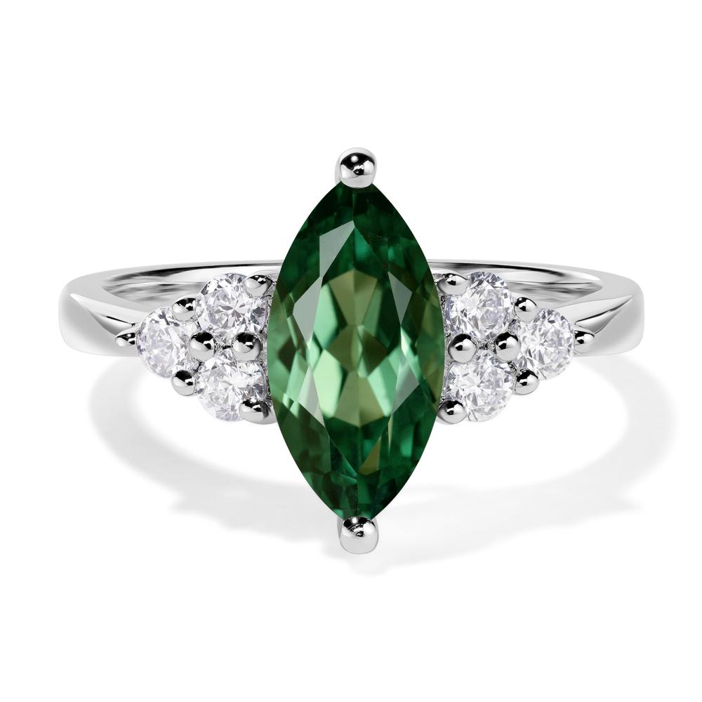 Large Marquise Cut Lab Created Green Sapphire Ring - LUO Jewelry #metal_14k white gold