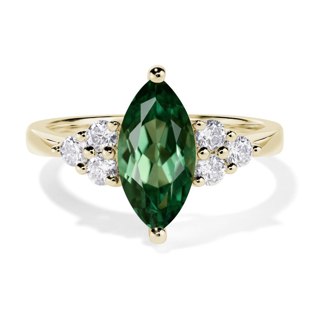 Large Marquise Cut Lab Created Green Sapphire Ring - LUO Jewelry #metal_14k yellow gold