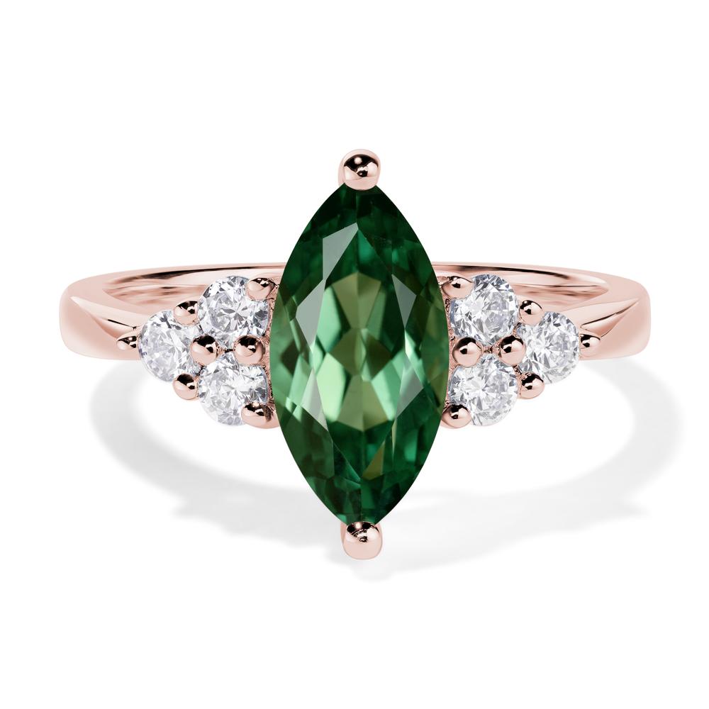 Large Marquise Cut Lab Created Green Sapphire Ring - LUO Jewelry #metal_18k rose gold