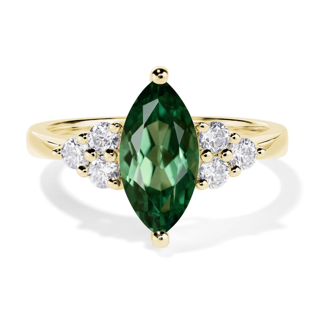 Large Marquise Cut Lab Created Green Sapphire Ring - LUO Jewelry #metal_18k yellow gold