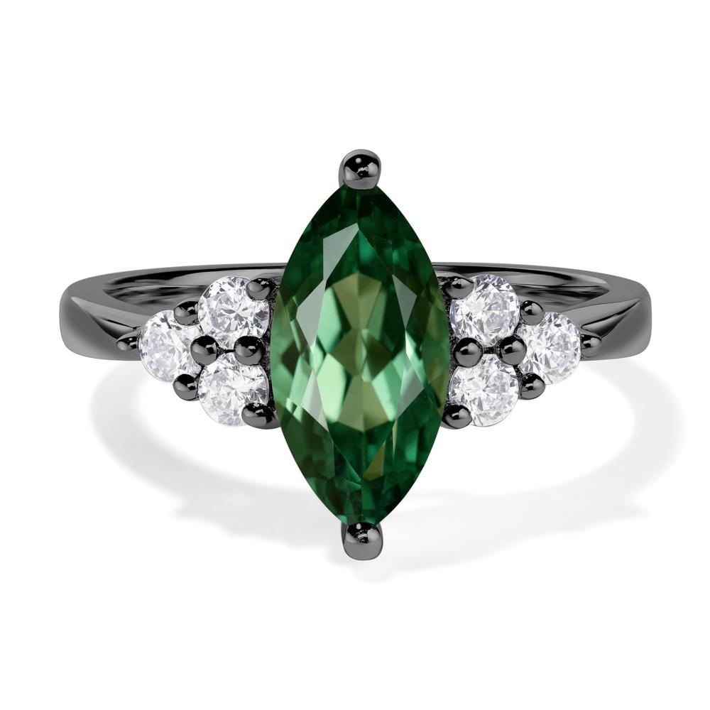 Large Marquise Cut Lab Created Green Sapphire Ring - LUO Jewelry #metal_black finish sterling silver