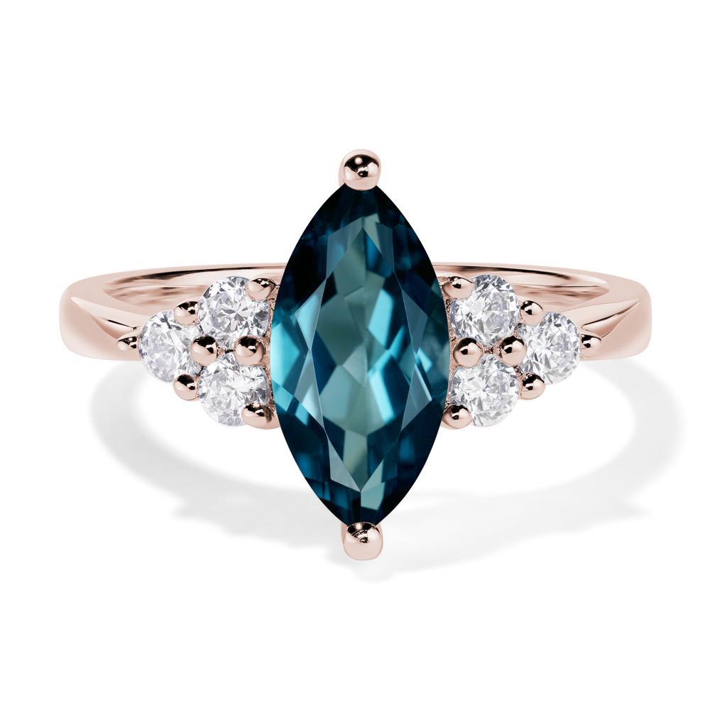 Large Marquise Cut London Blue Topaz Ring - LUO Jewelry #metal_14k rose gold