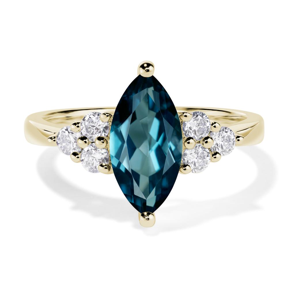 Large Marquise Cut London Blue Topaz Ring - LUO Jewelry #metal_14k yellow gold