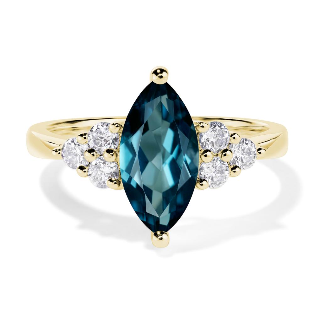 Large Marquise Cut London Blue Topaz Ring - LUO Jewelry #metal_18k yellow gold