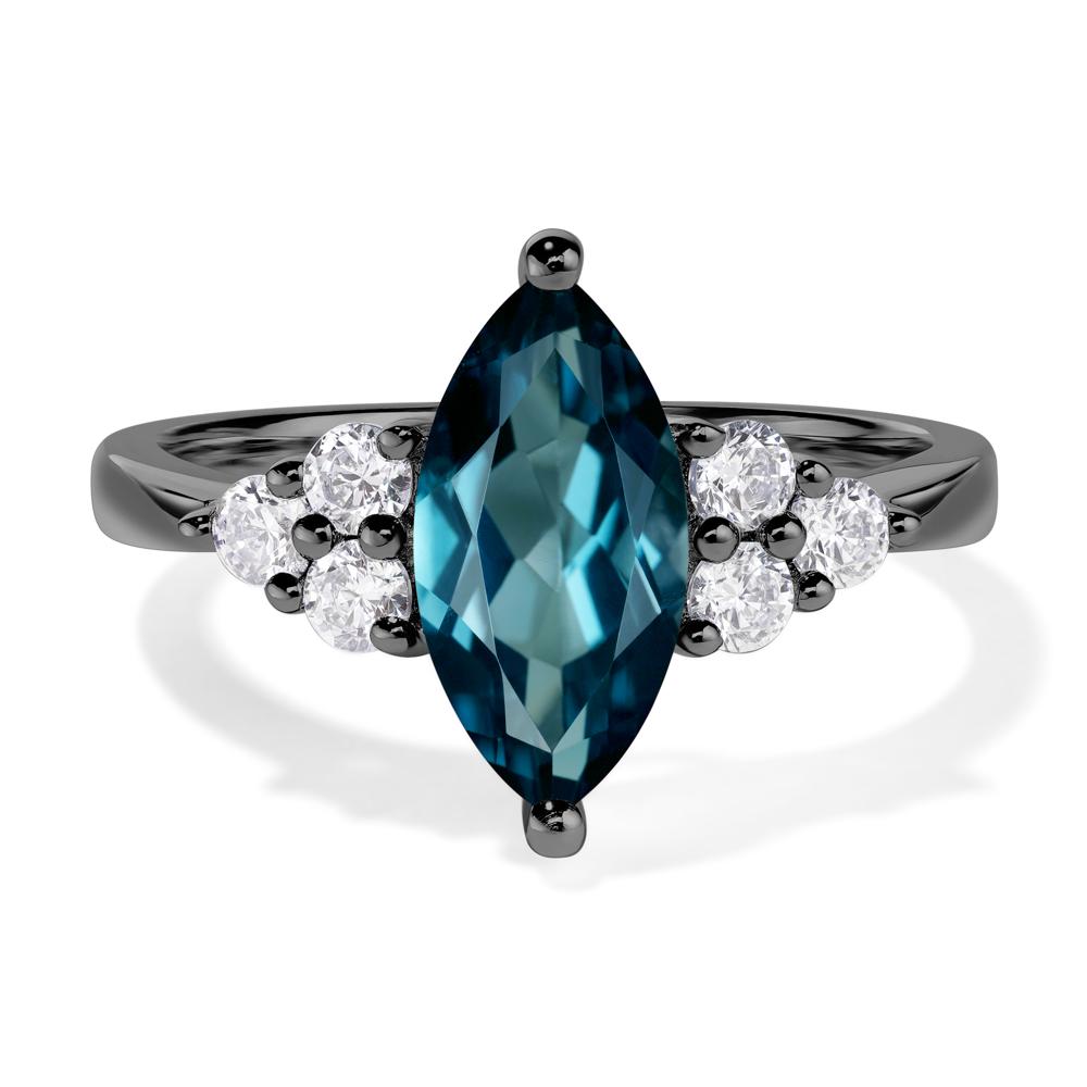 Large Marquise Cut London Blue Topaz Ring - LUO Jewelry #metal_black finish sterling silver