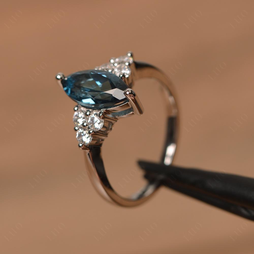 Large Marquise Cut London Blue Topaz Ring - LUO Jewelry