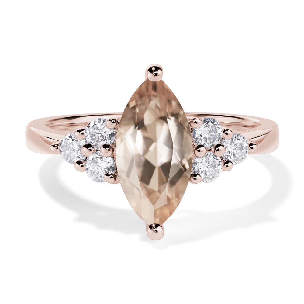 Large Marquise Cut Morganite Ring - LUO Jewelry #metal_14k rose gold