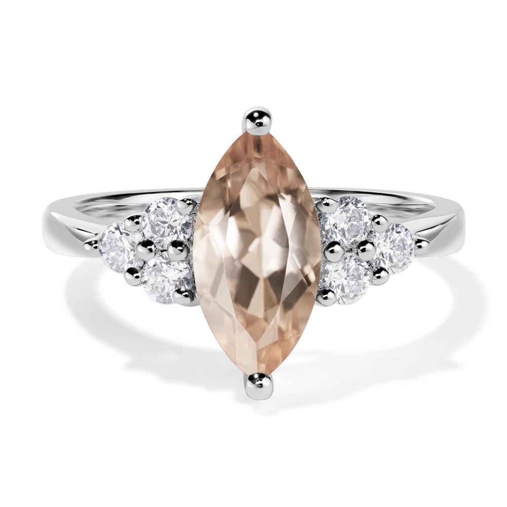 Large Marquise Cut Morganite Ring - LUO Jewelry #metal_14k white gold