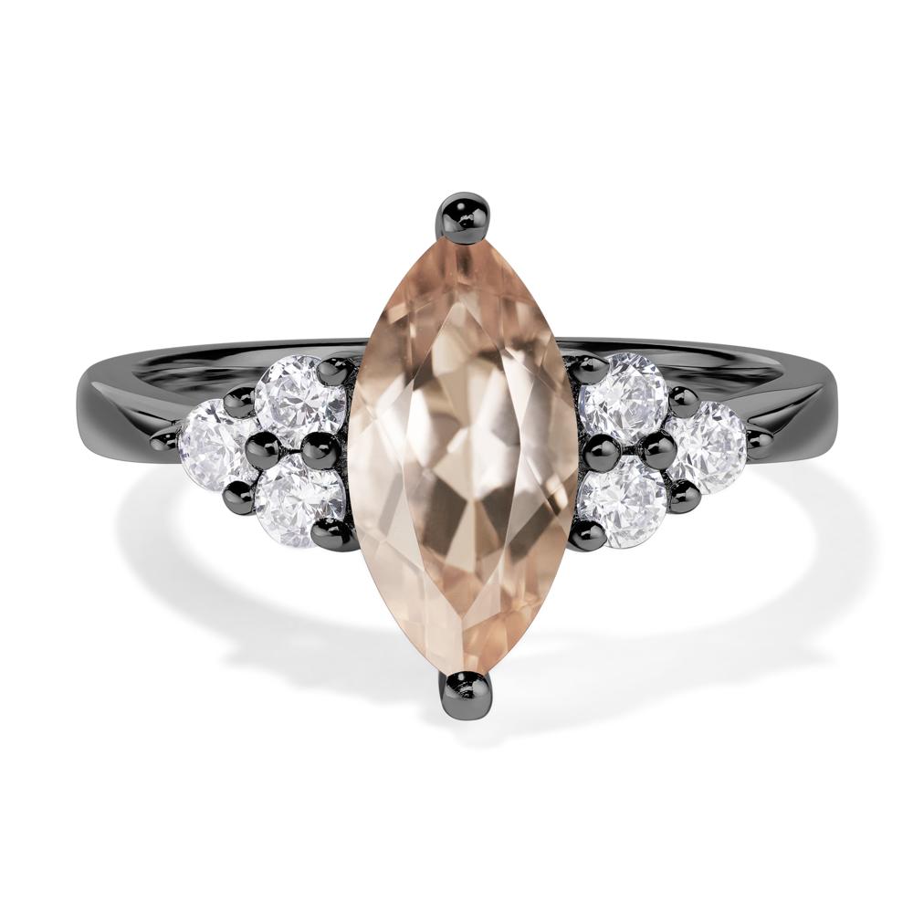 Large Marquise Cut Morganite Ring - LUO Jewelry #metal_black finish sterling silver