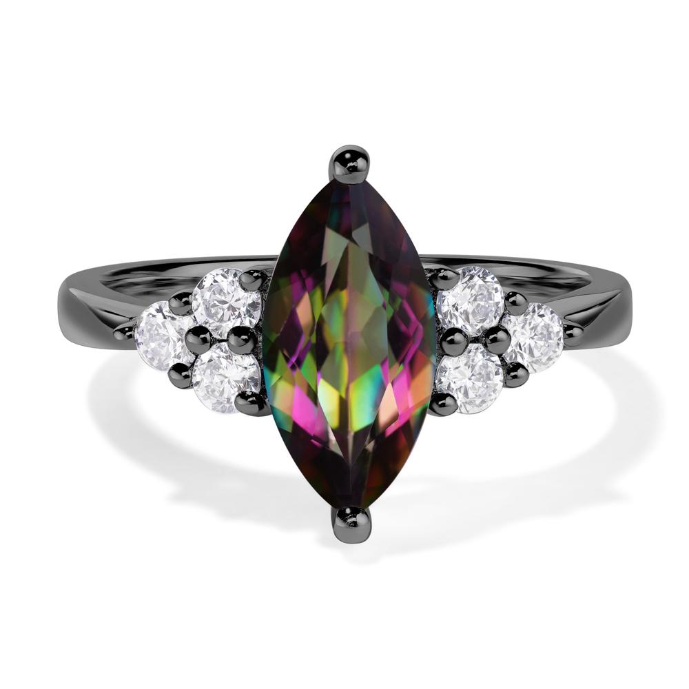 Large Marquise Cut Mystic Topaz Ring - LUO Jewelry #metal_black finish sterling silver