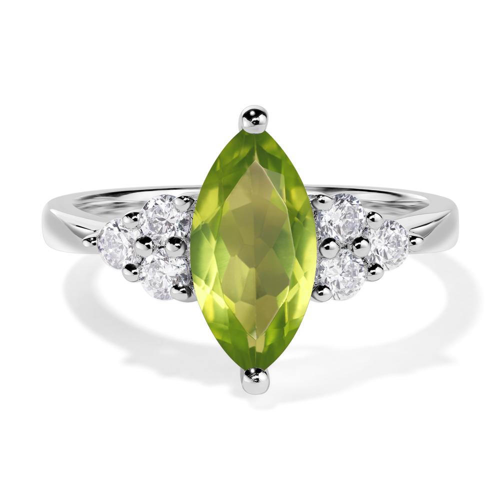 Large Marquise Cut Peridot Ring - LUO Jewelry #metal_14k white gold
