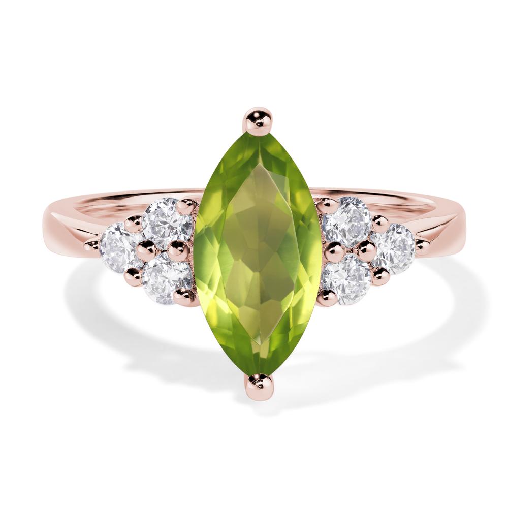 Large Marquise Cut Peridot Ring - LUO Jewelry #metal_18k rose gold