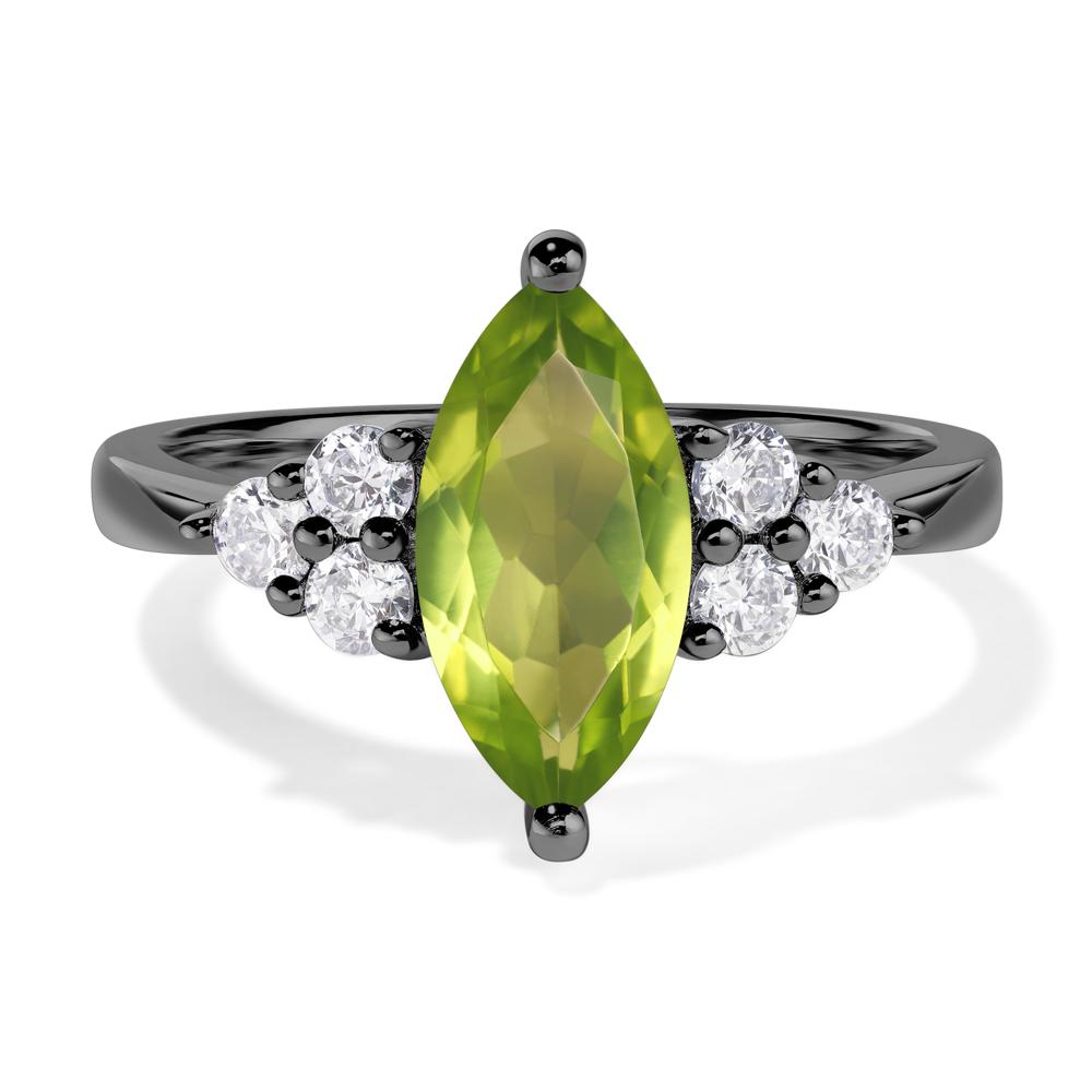 Large Marquise Cut Peridot Ring - LUO Jewelry #metal_black finish sterling silver