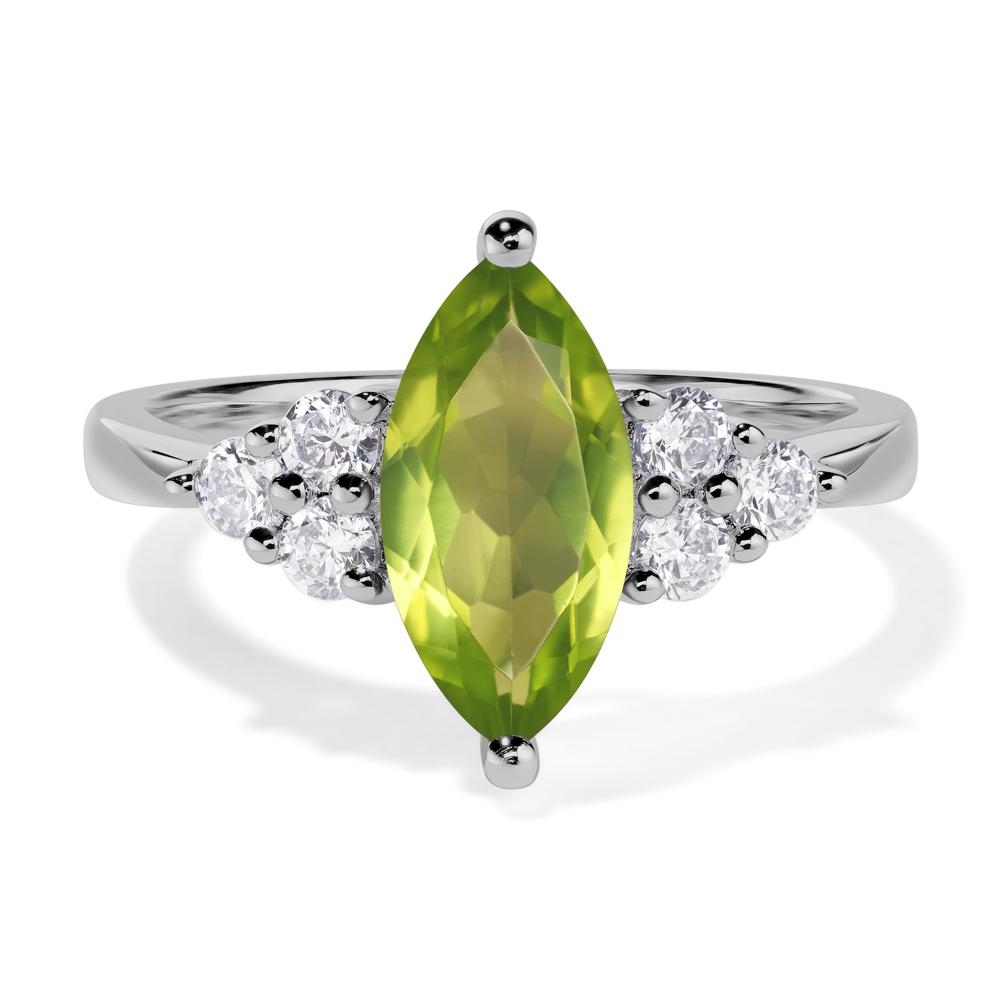 Large Marquise Cut Peridot Ring - LUO Jewelry #metal_platinum