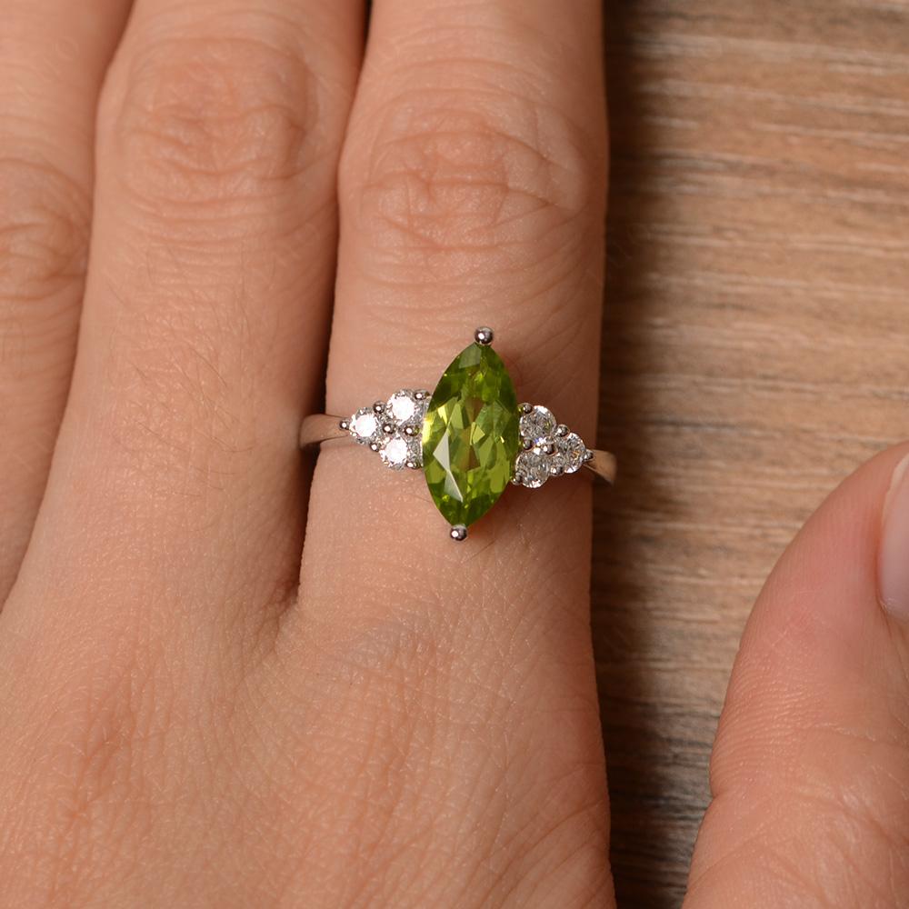 Large Marquise Cut Peridot Ring - LUO Jewelry
