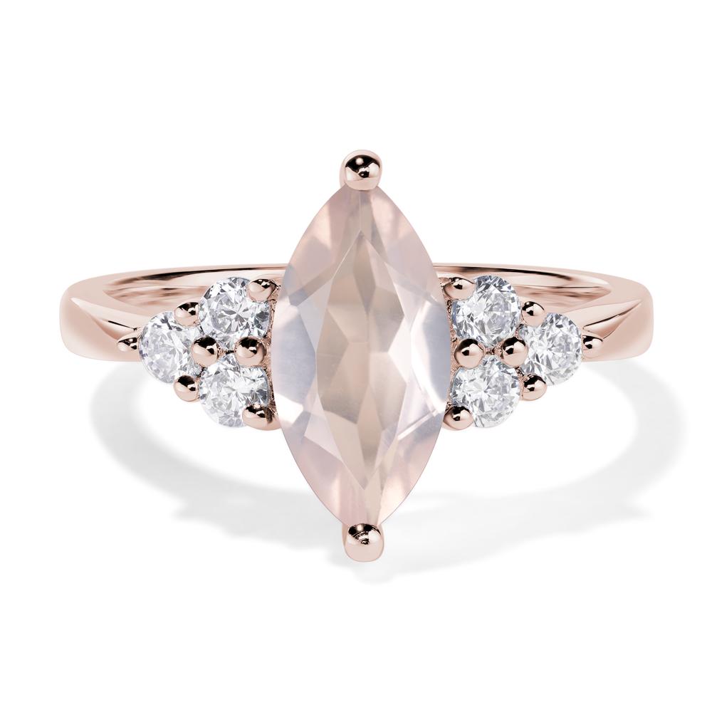 Large Marquise Cut Rose Quartz Ring - LUO Jewelry #metal_14k rose gold
