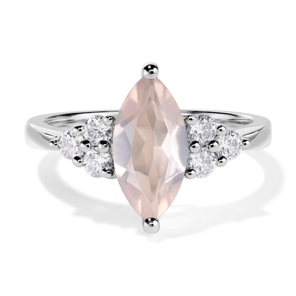 Large Marquise Cut Rose Quartz Ring - LUO Jewelry #metal_14k white gold