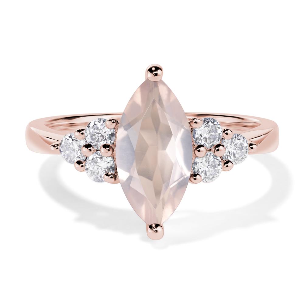 Large Marquise Cut Rose Quartz Ring - LUO Jewelry #metal_18k rose gold