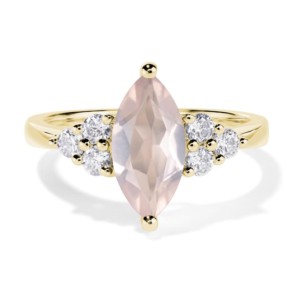 Large Marquise Cut Rose Quartz Ring - LUO Jewelry #metal_18k yellow gold