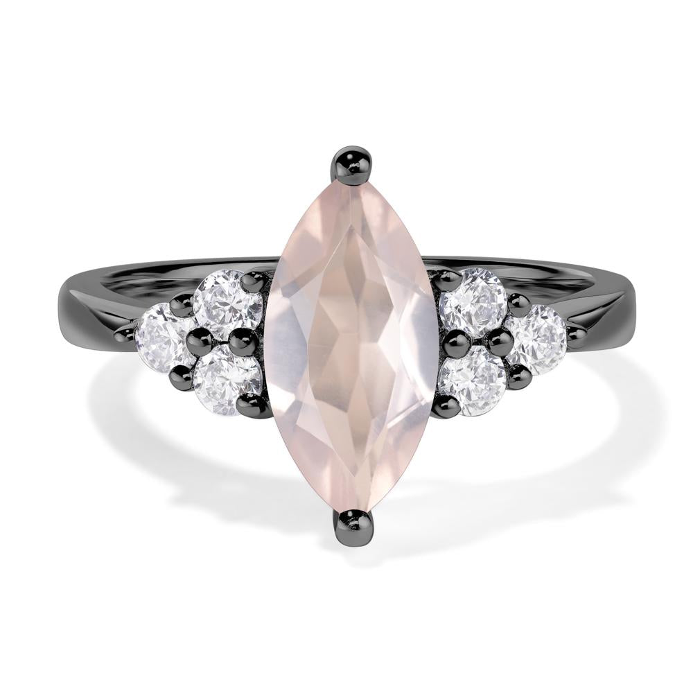 Large Marquise Cut Rose Quartz Ring - LUO Jewelry #metal_black finish sterling silver