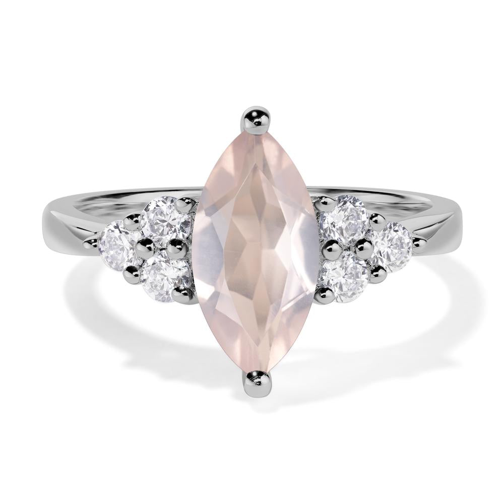 Large Marquise Cut Rose Quartz Ring - LUO Jewelry #metal_platinum