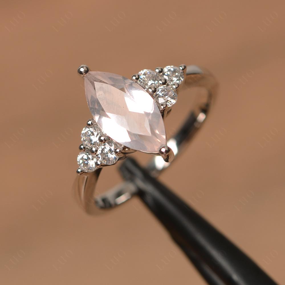 Large Marquise Cut Rose Quartz Ring - LUO Jewelry