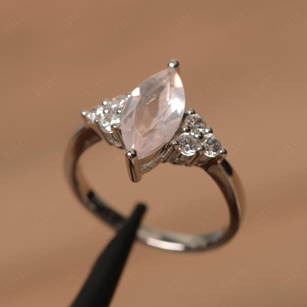 Large Marquise Cut Rose Quartz Ring - LUO Jewelry