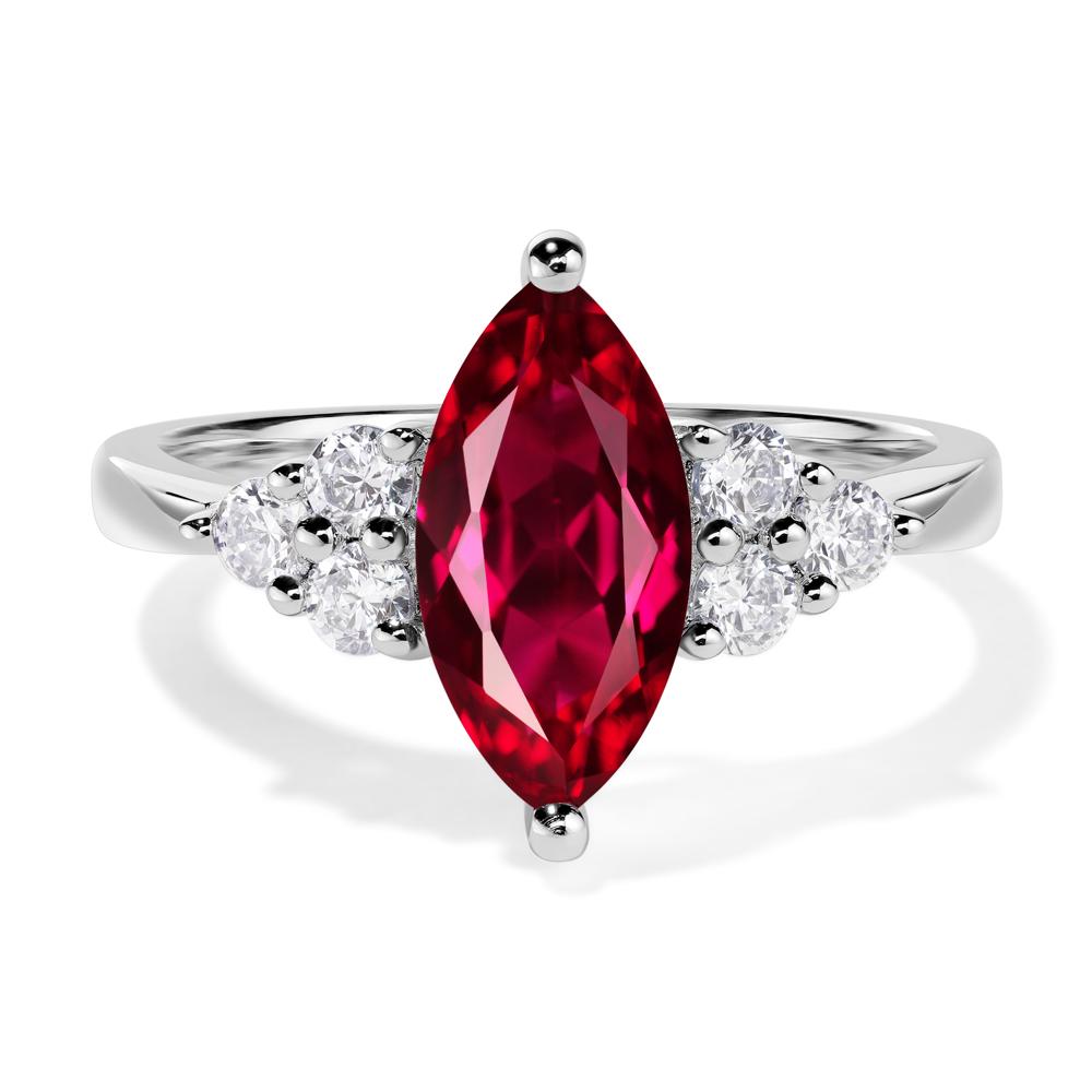 Large Marquise Cut Ruby Ring - LUO Jewelry #metal_14k white gold