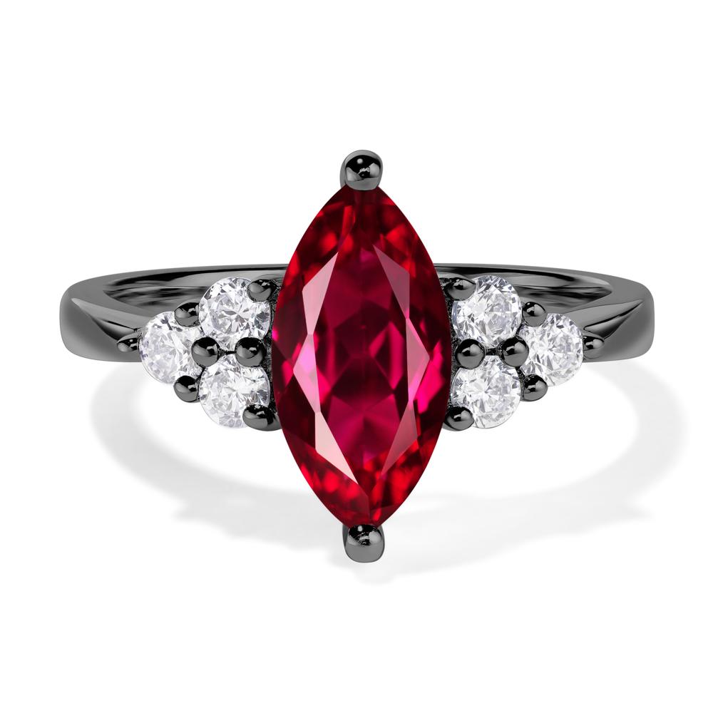 Large Marquise Cut Ruby Ring - LUO Jewelry #metal_black finish sterling silver