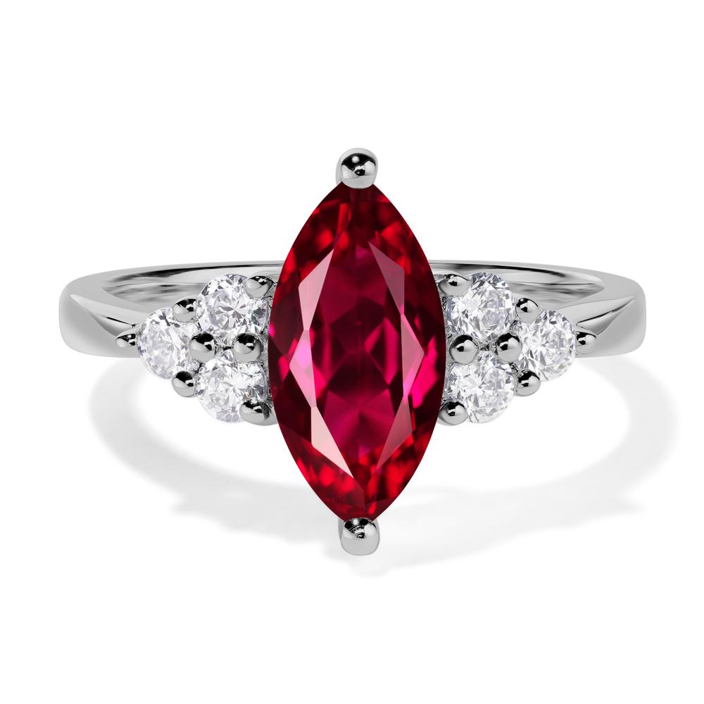 Large Marquise Cut Ruby Ring - LUO Jewelry #metal_platinum