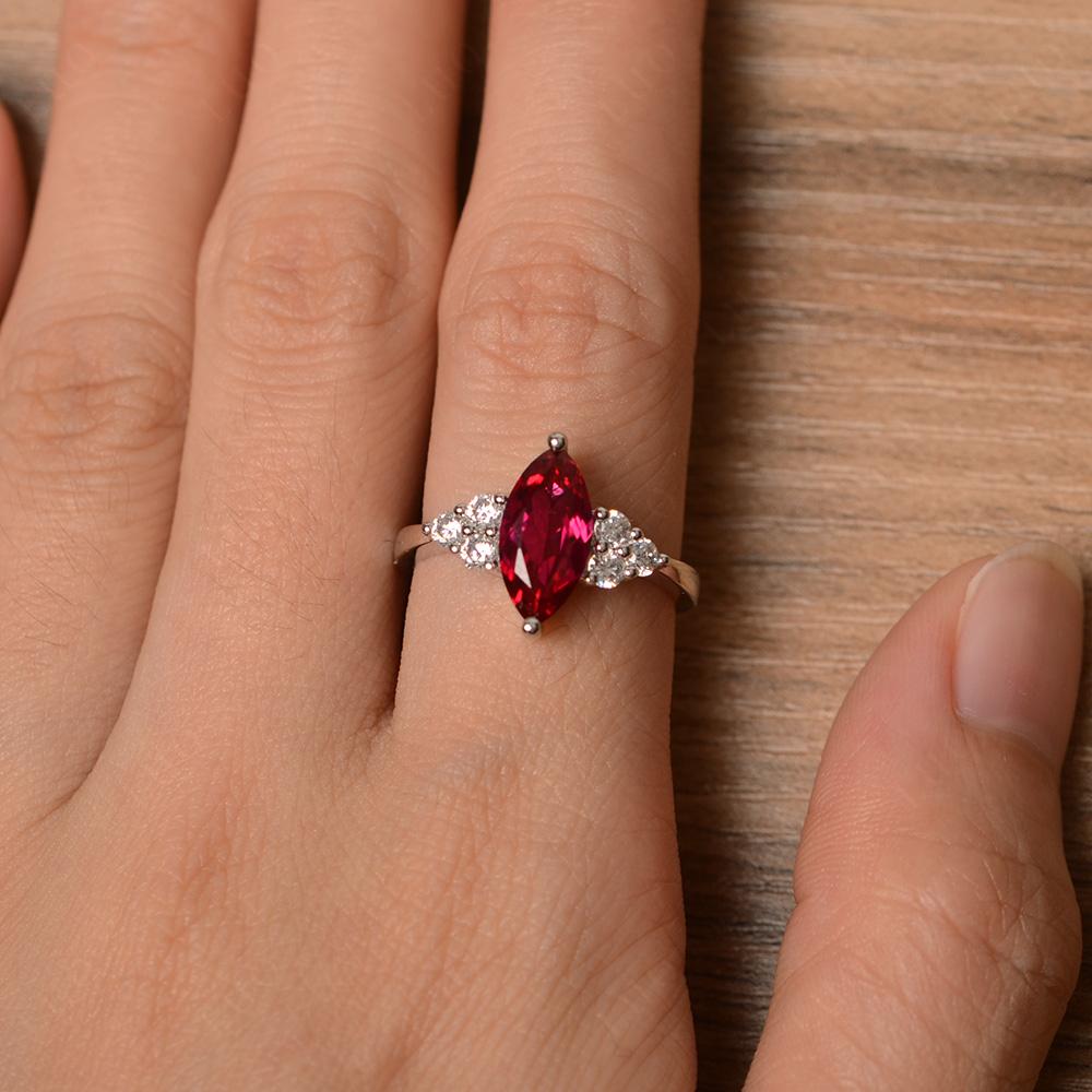 Large Marquise Cut Ruby Ring - LUO Jewelry