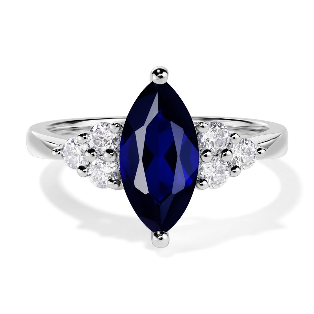 Blue Sapphire Ring Emerald Cut Bezel Split Band Solitaire - Rare Earth  Jewelry