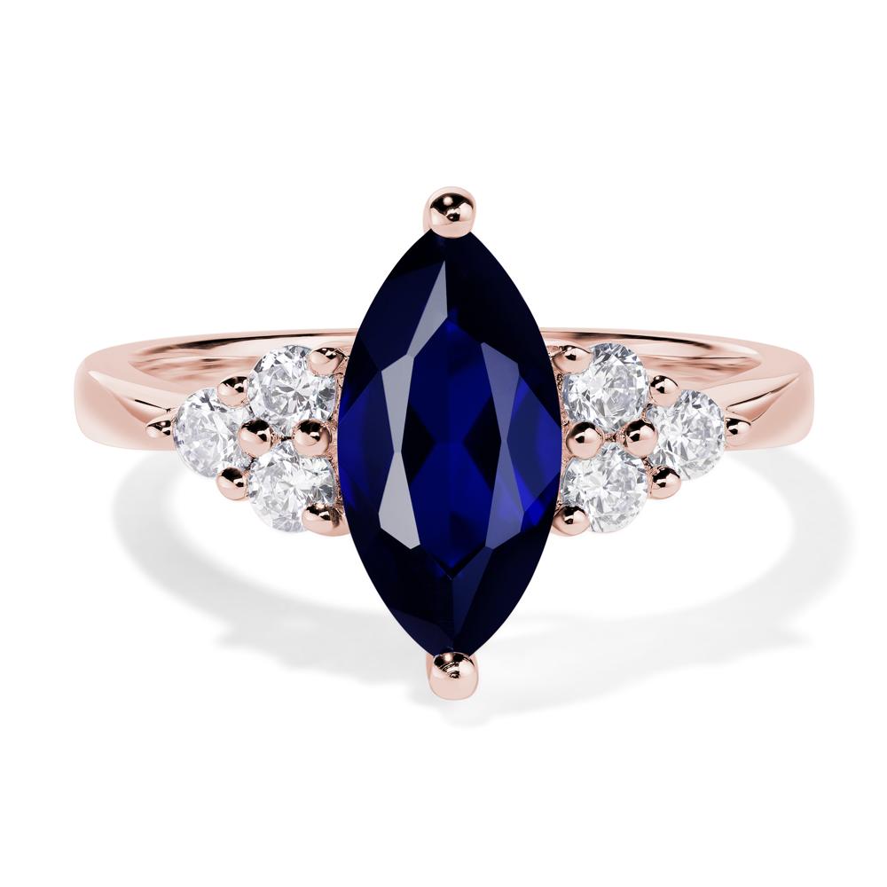 Large Marquise Cut Sapphire Ring - LUO Jewelry #metal_18k rose gold