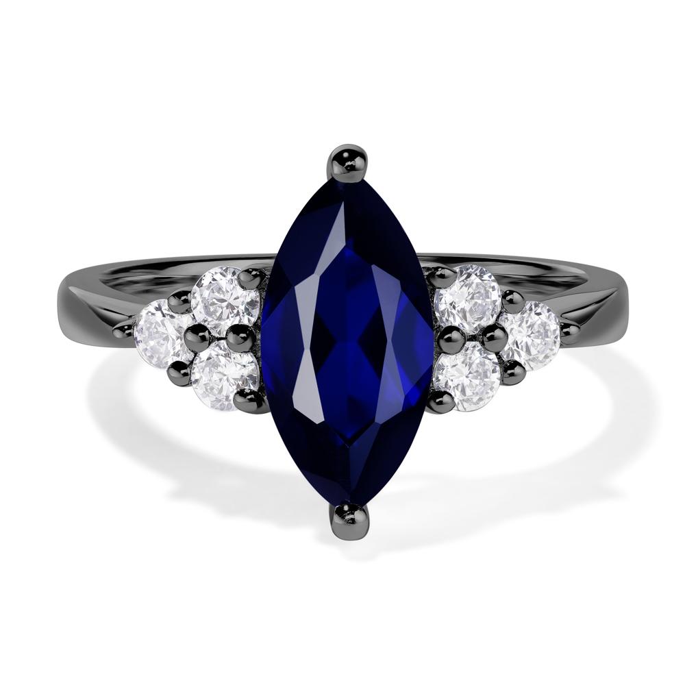 Large Marquise Cut Sapphire Ring - LUO Jewelry #metal_black finish sterling silver