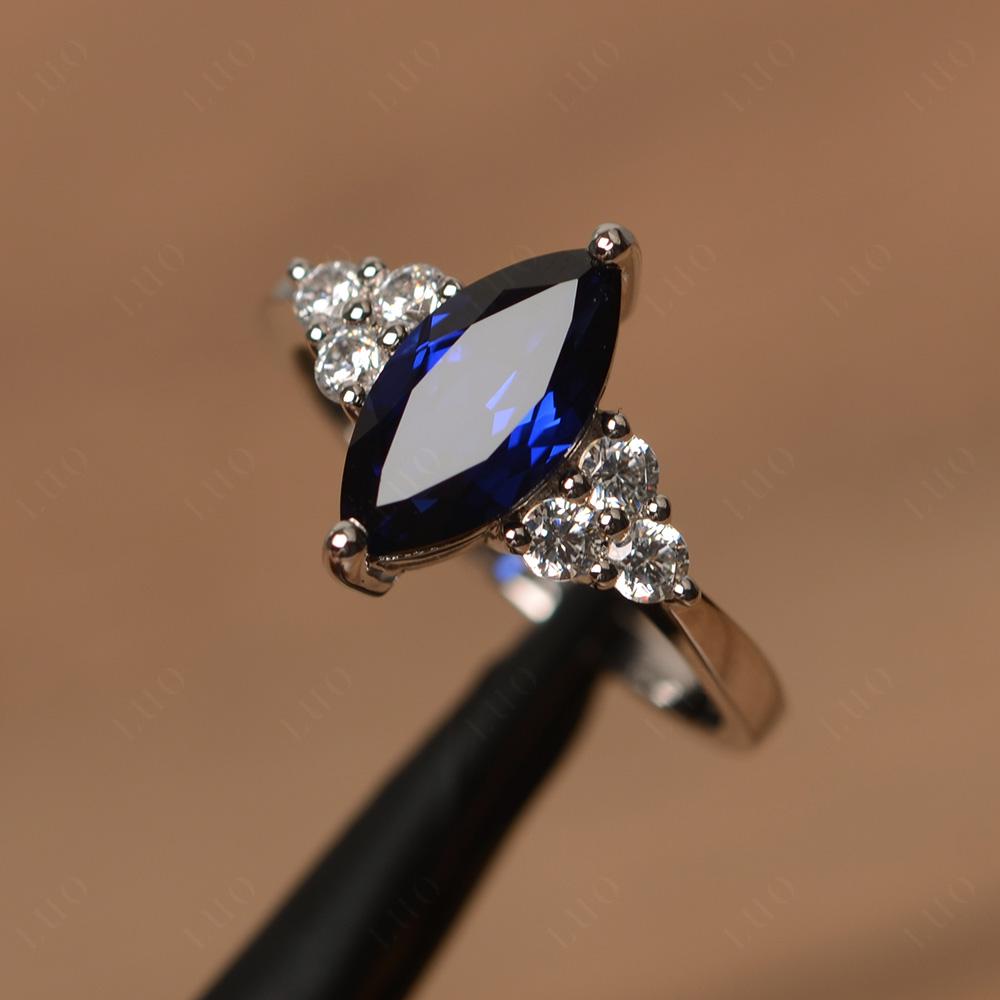 Large Pear Cut Blue Sapphire Engagement Ring Pave Diamond Halo | Rare Earth  Jewelry