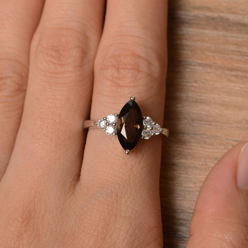 Large Marquise Cut Smoky Quartz Ring - LUO Jewelry