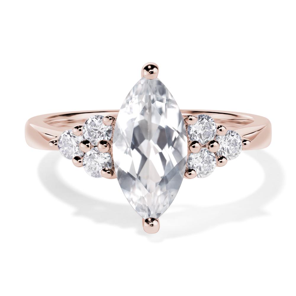 Large Marquise Cut White Topaz Ring - LUO Jewelry #metal_14k rose gold